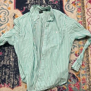 Todd Snyder Green and White Striped Shirt XL